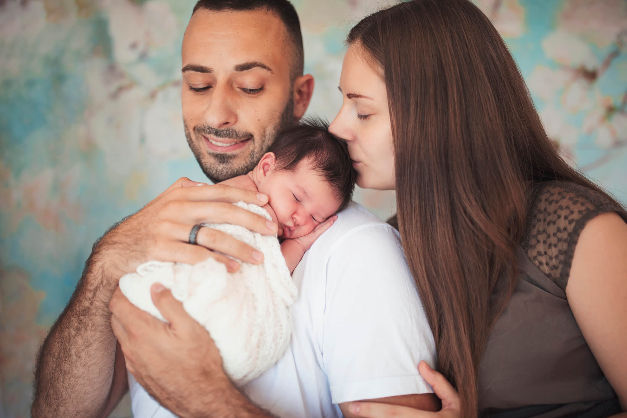 Young family and newborn baby